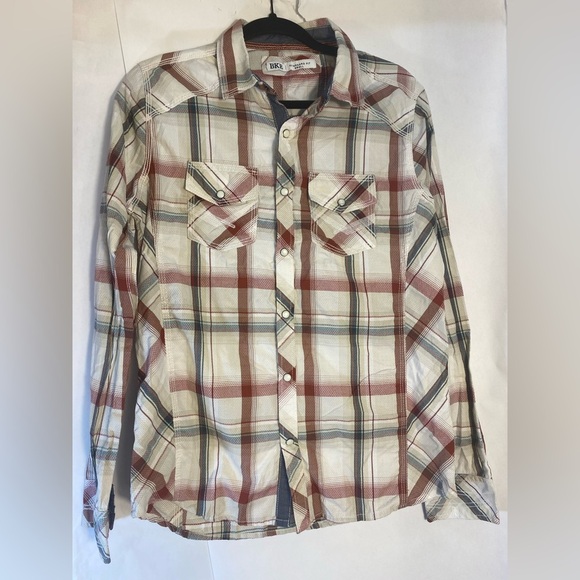 BKE Buckle Mens Plaid Long Sleeve Pearl Snap Up Western Rodeo Shirt Size Small - Picture 3 of 8